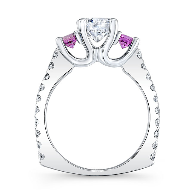 Pink Sapphire Accent 3 Stone Ring Image 2