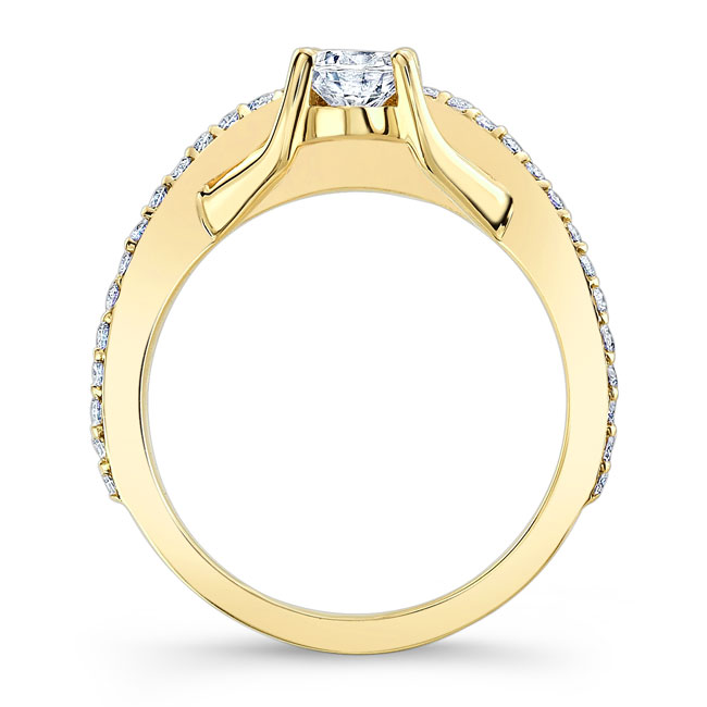 Yellow Gold Unique Half Carat Moissanite Bridal Set Image 2