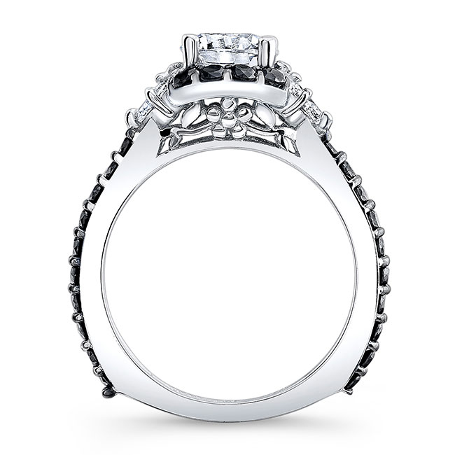 Marquise Halo Black Diamond Accent Ring Image 2