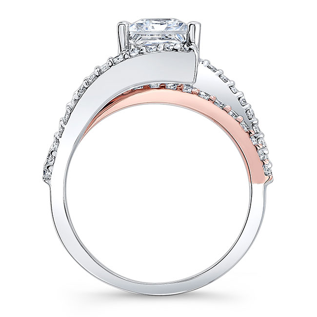 White Rose Gold Split Shank Princess Cut Engagement Ring Image 2