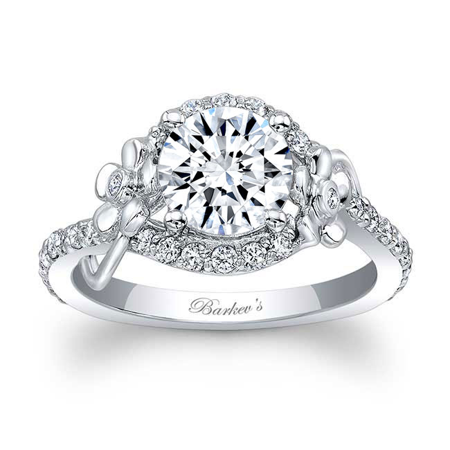 Platinum Flower Engagement Ring