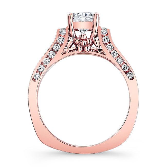 Rose Gold Cathedral Setting Moissanite Ring Image 2