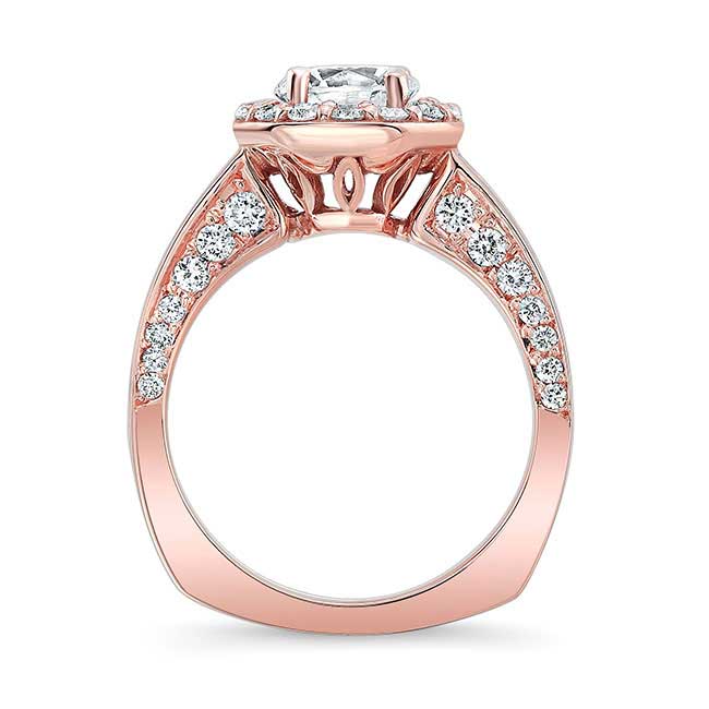 Rose Gold Round Cut Halo Moissanite Ring Image 2