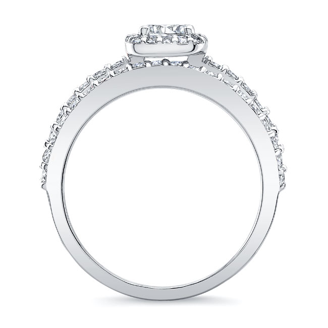 Half Carat Moissanite Halo Ring Set Image 2