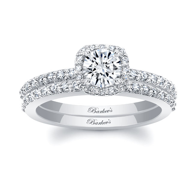 Half Carat Moissanite Halo Ring Set