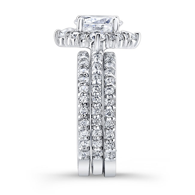 Platinum 2 Carat Halo Diamond Set With 2 Bands Image 3