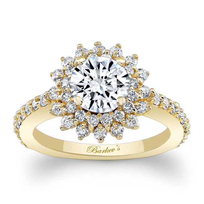 Yellow Gold Moissanite Sunflower Ring