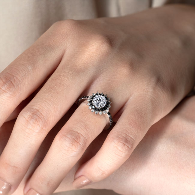 Black Diamond Accent Sunflower Ring Image 3