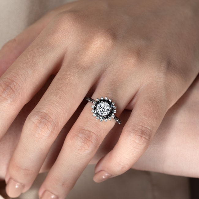 Black Diamond Accent Sunflower Ring Image 4