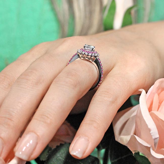 Pink Sapphire Accent Sunflower Ring Image 5