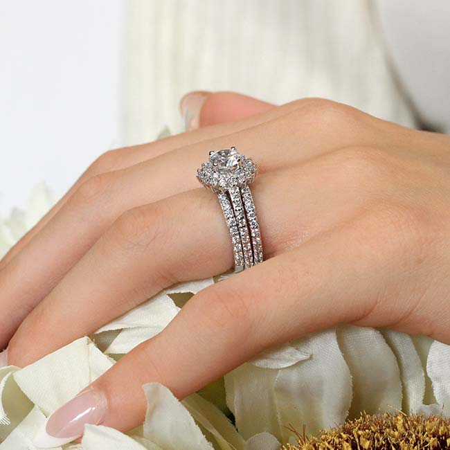 Moissanite Sunflower Bridal Set With 2 Bands Image 4