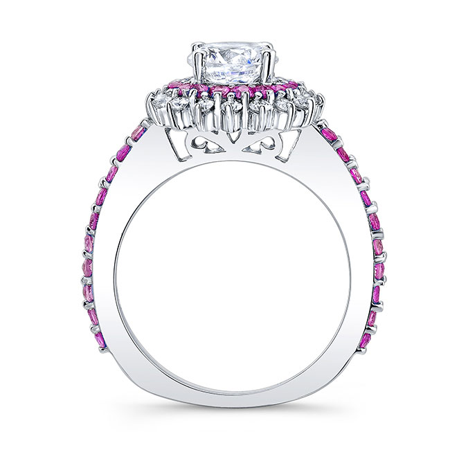 Pink Sapphire Accent Sunflower Bridal Set With 2 Bands Image 2