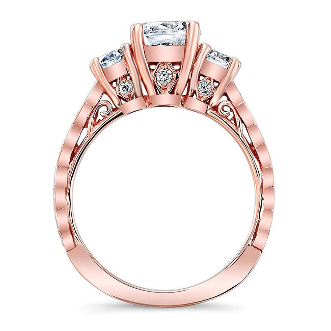 Rose Gold Vintage 3 Stone Lab Grown Diamond Ring Image 2