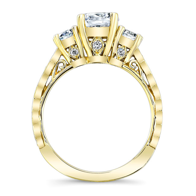 Yellow Gold Vintage 3 Stone Lab Grown Diamond Ring Image 2