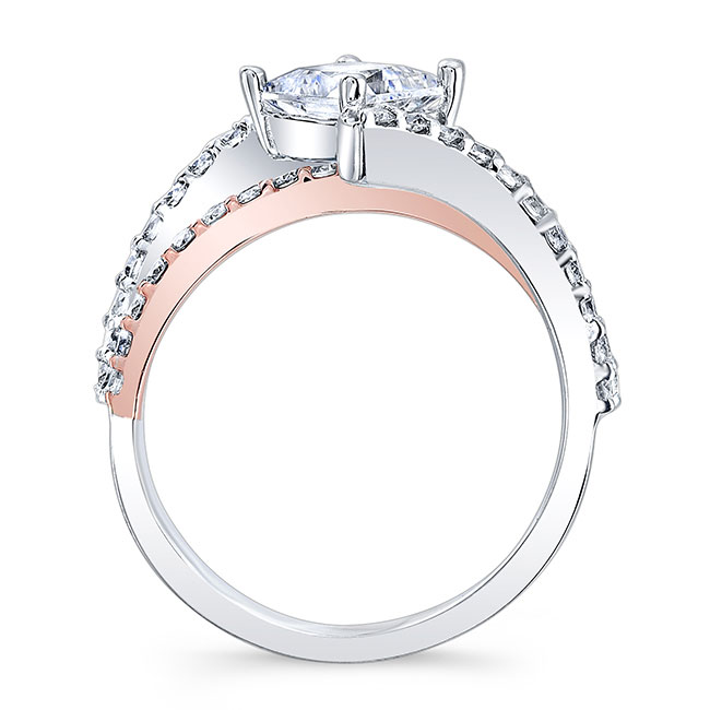 White Rose Gold Kite Set Engagement Ring Image 2