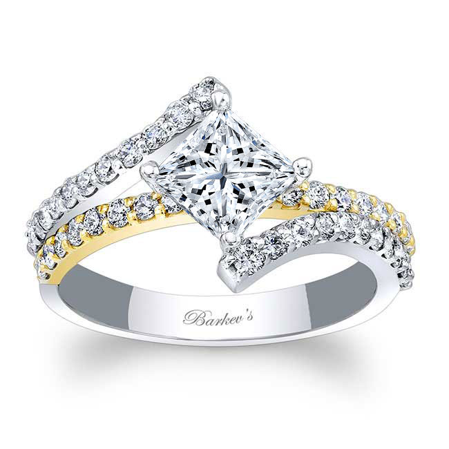 White Yellow Gold Kite Set Engagement Ring