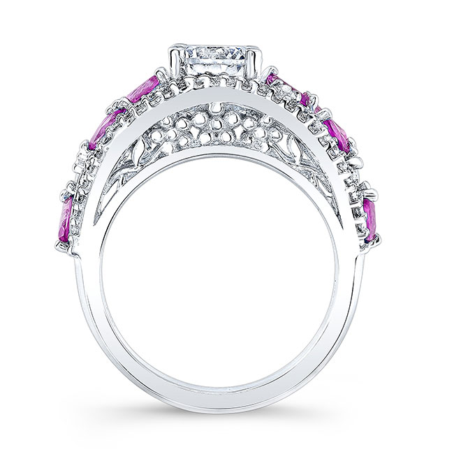 Vine Pink Sapphire Accent Moissanite Ring Image 2