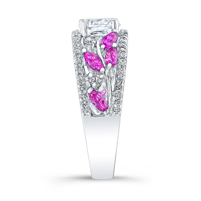 Vine Pink Sapphire Accent Moissanite Ring Image 3