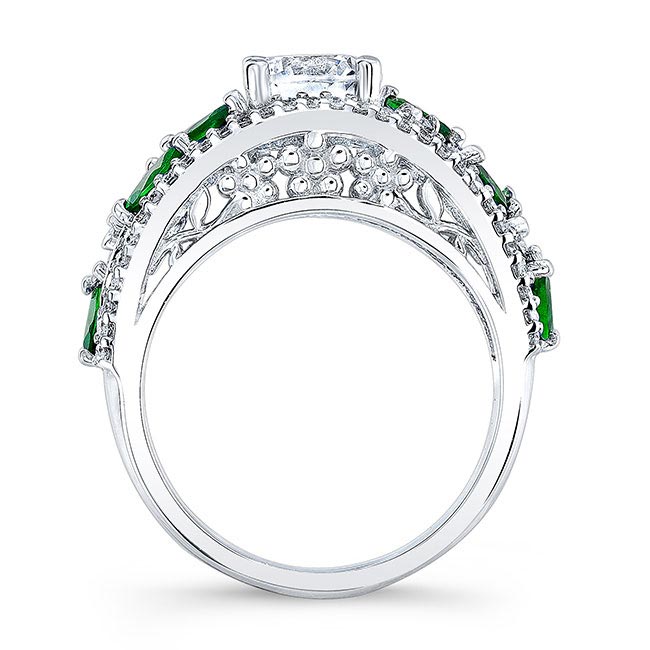 Vine Tsavorite Accent Lab Grown Diamond Ring Image 2