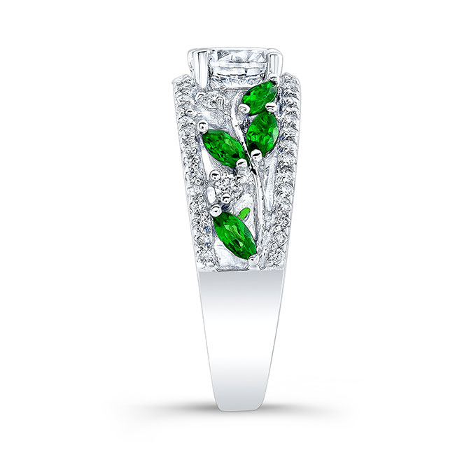 Vine Tsavorite Accent Lab Grown Diamond Ring Image 3