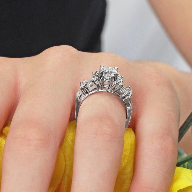 White Gold Baguette And Round Diamond Ring Image 5