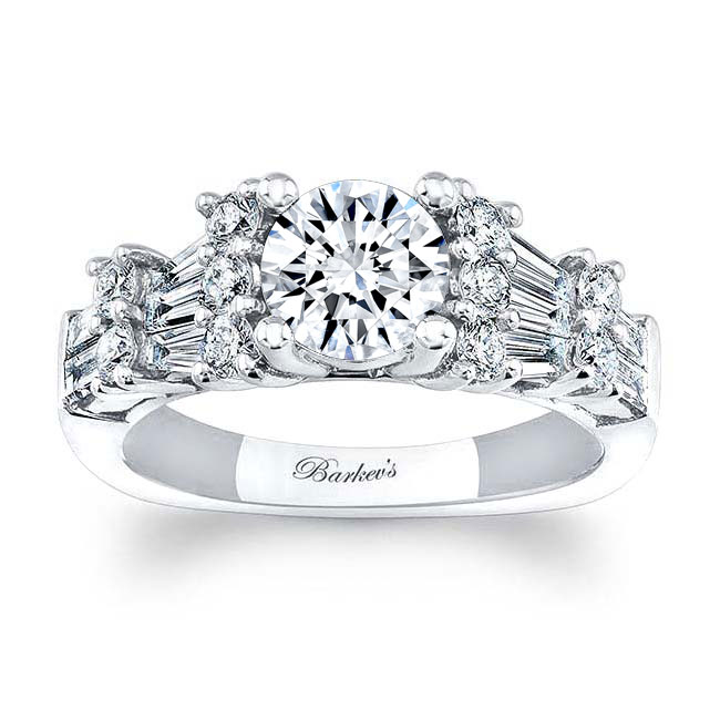 White Gold Baguette And Round Diamond Ring