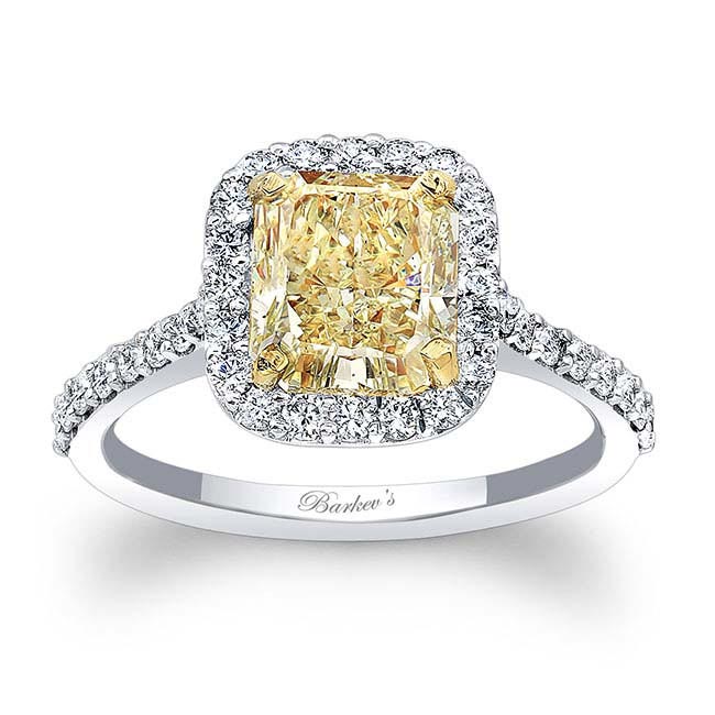 Radiant Cut Yellow Diamond Halo Ring