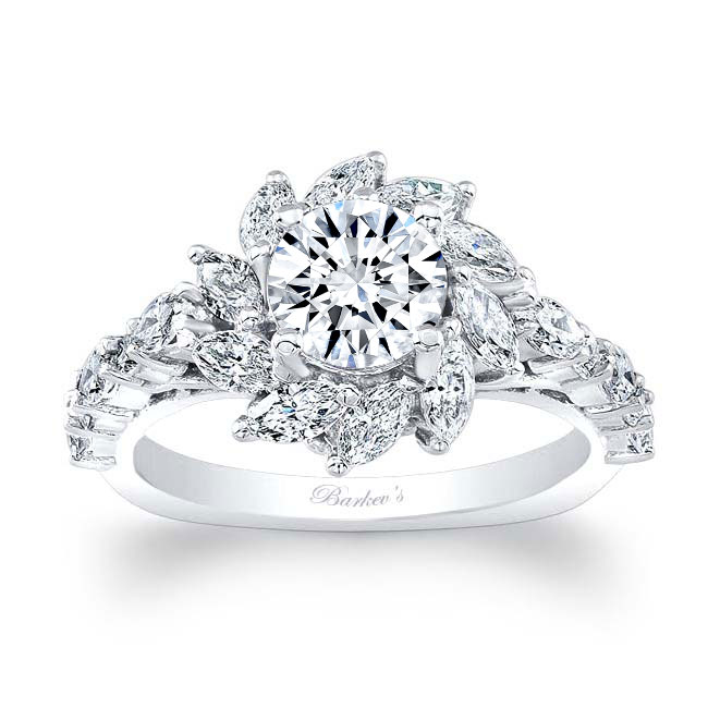 Platinum Sunflower Engagement Ring