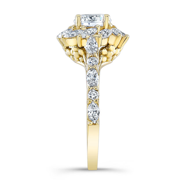 Yellow Gold Sunflower Engagement Ring Image 3