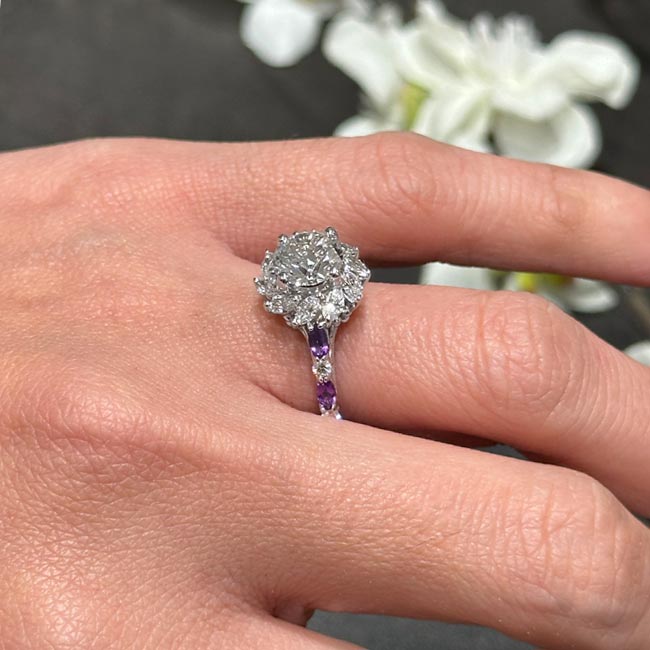 Lab Grown Diamond Amethyst Sunflower Engagement Ring Image 5