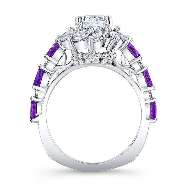 Lab Grown Diamond Amethyst Sunflower Engagement Ring Image 2