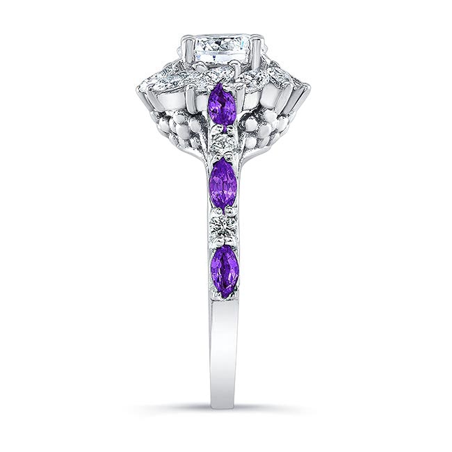 Lab Grown Diamond Amethyst Sunflower Engagement Ring Image 3