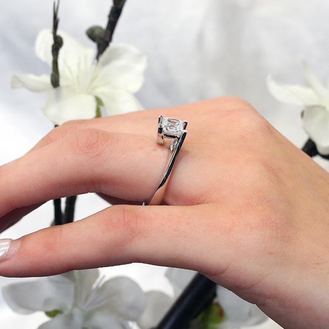 1.25 Carat Princess Cut Moissanite Solitaire Ring Image 4