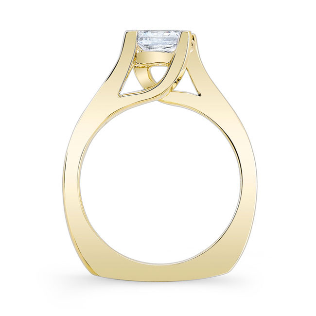 Yellow Gold 1.25 Carat Princess Cut Moissanite Solitaire Ring Image 2