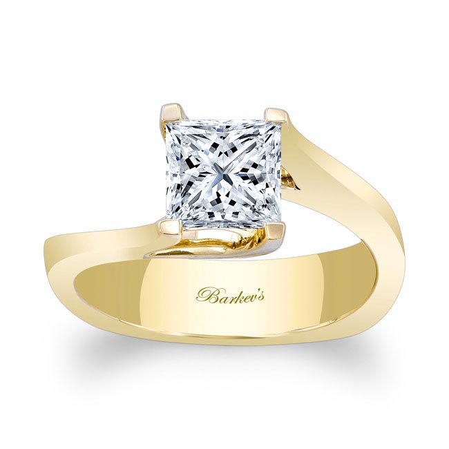 Yellow Gold 1.25 Carat Princess Cut Moissanite Solitaire Ring