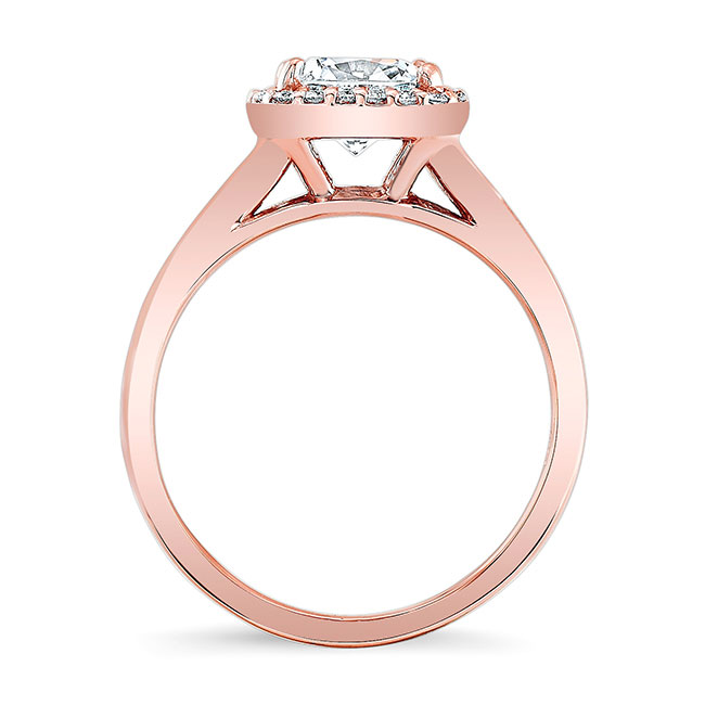 Rose Gold Cushion Halo Ring Image 2