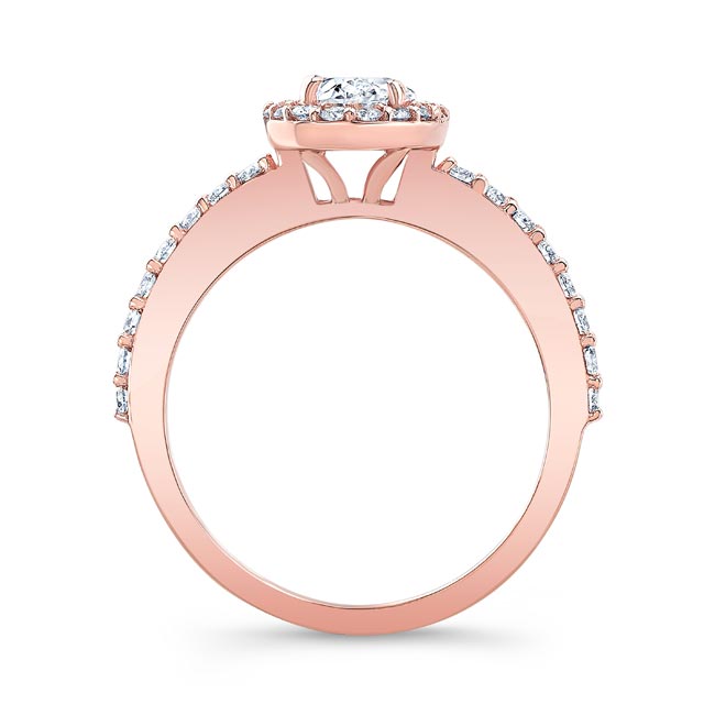 Rose Gold Oval Moissanite Halo Engagement Ring Image 2