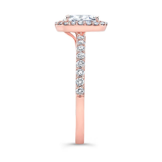 Rose Gold Oval Moissanite Halo Engagement Ring Image 3