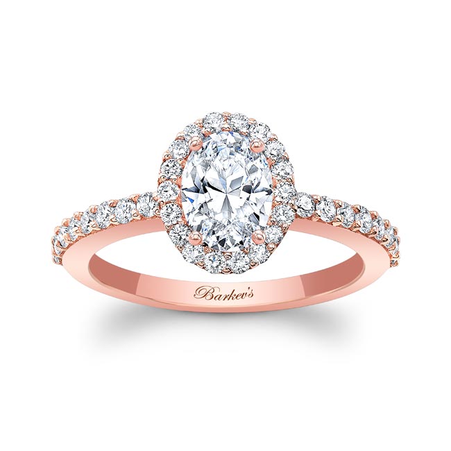 Rose Gold Oval Moissanite Halo Engagement Ring