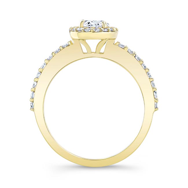 Yellow Gold Oval Lab Grown Diamond Halo Engagement Ring Image 2