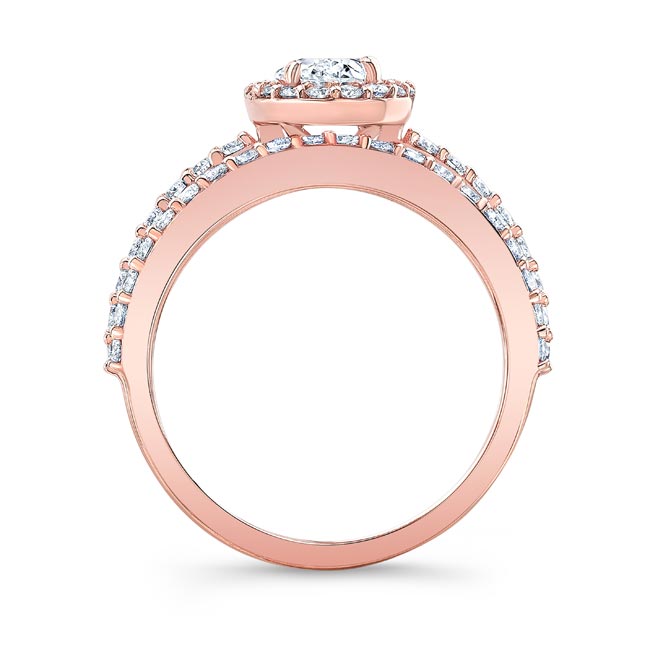 Rose Gold Oval Halo Wedding Set Image 2