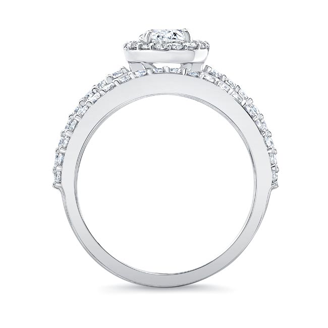 Oval Lab Grown Diamond Halo Wedding Set Image 2