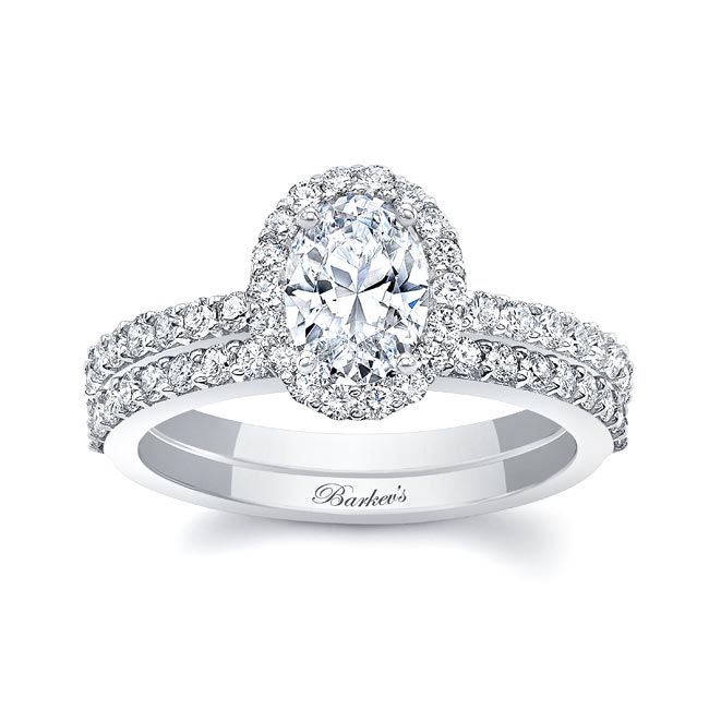 Oval Lab Grown Diamond Halo Wedding Set