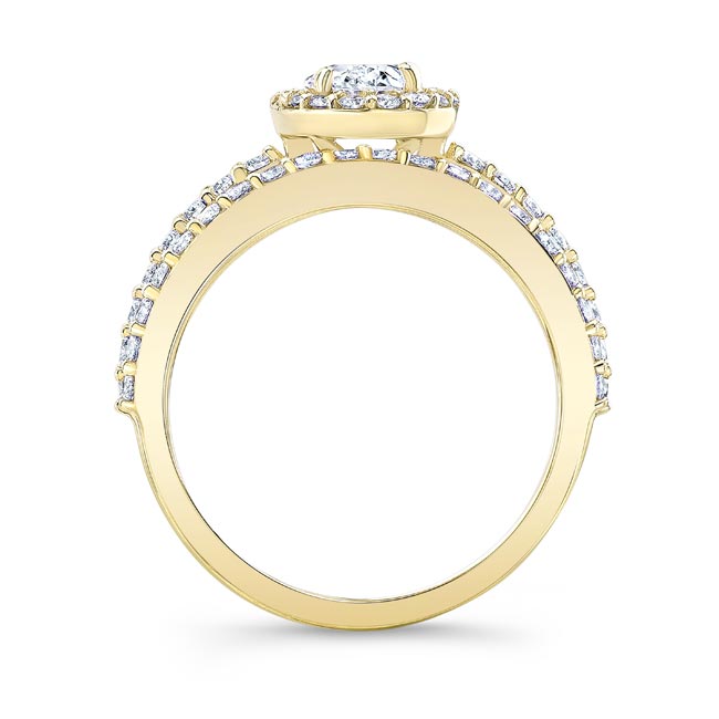 Yellow Gold Oval Halo Wedding Set Image 2