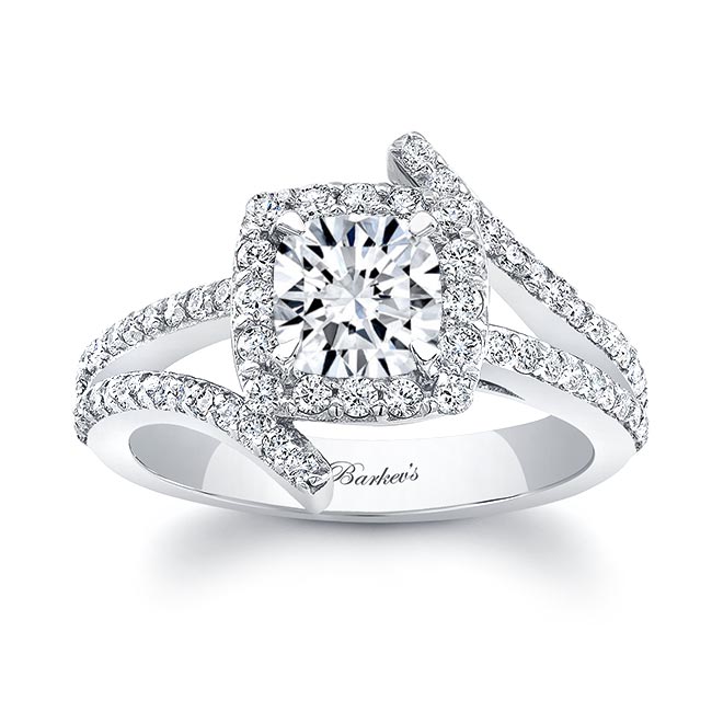 Split Shank Cushion Cut Halo Ring