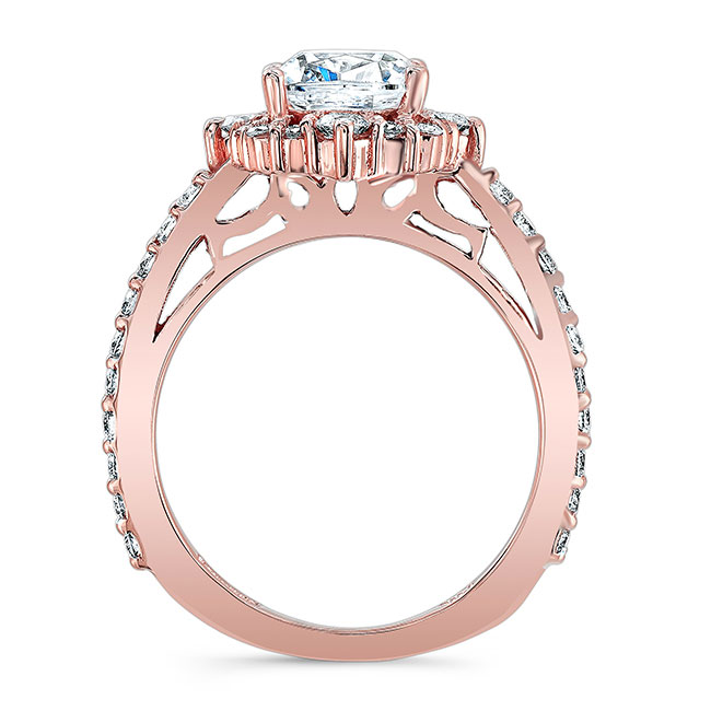 Rose Gold Halo Cushion Cut Ring Image 2