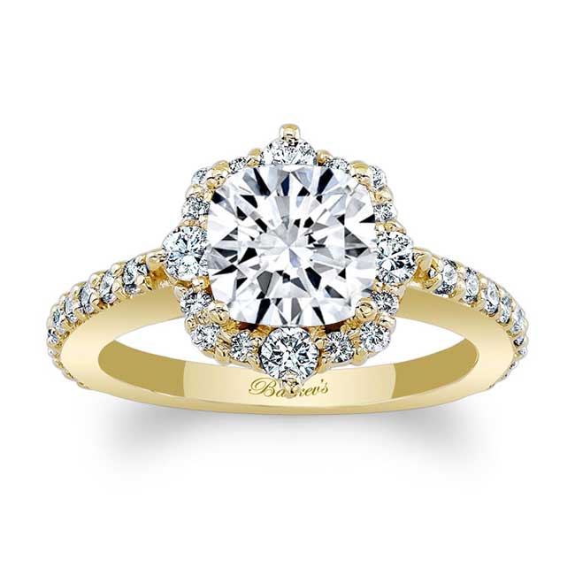 Yellow Gold Halo Cushion Cut Ring