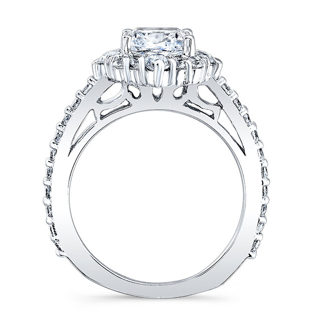 Halo Cushion Cut wedding Ring Set With 2 Bands Image 2