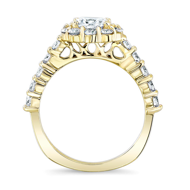 Yellow Gold 1 Carat Diamond Halo Ring Image 2