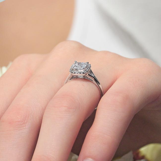 Princess Cut Halo Ring Image 4